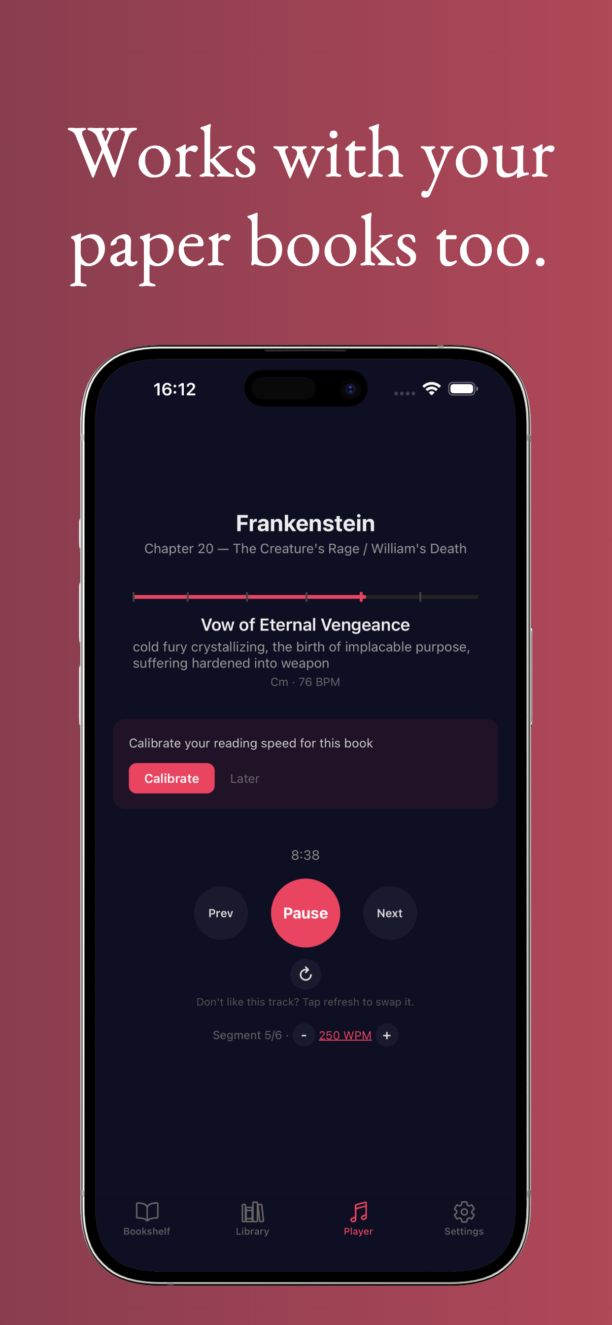 Paper book mode with Frankenstein playing